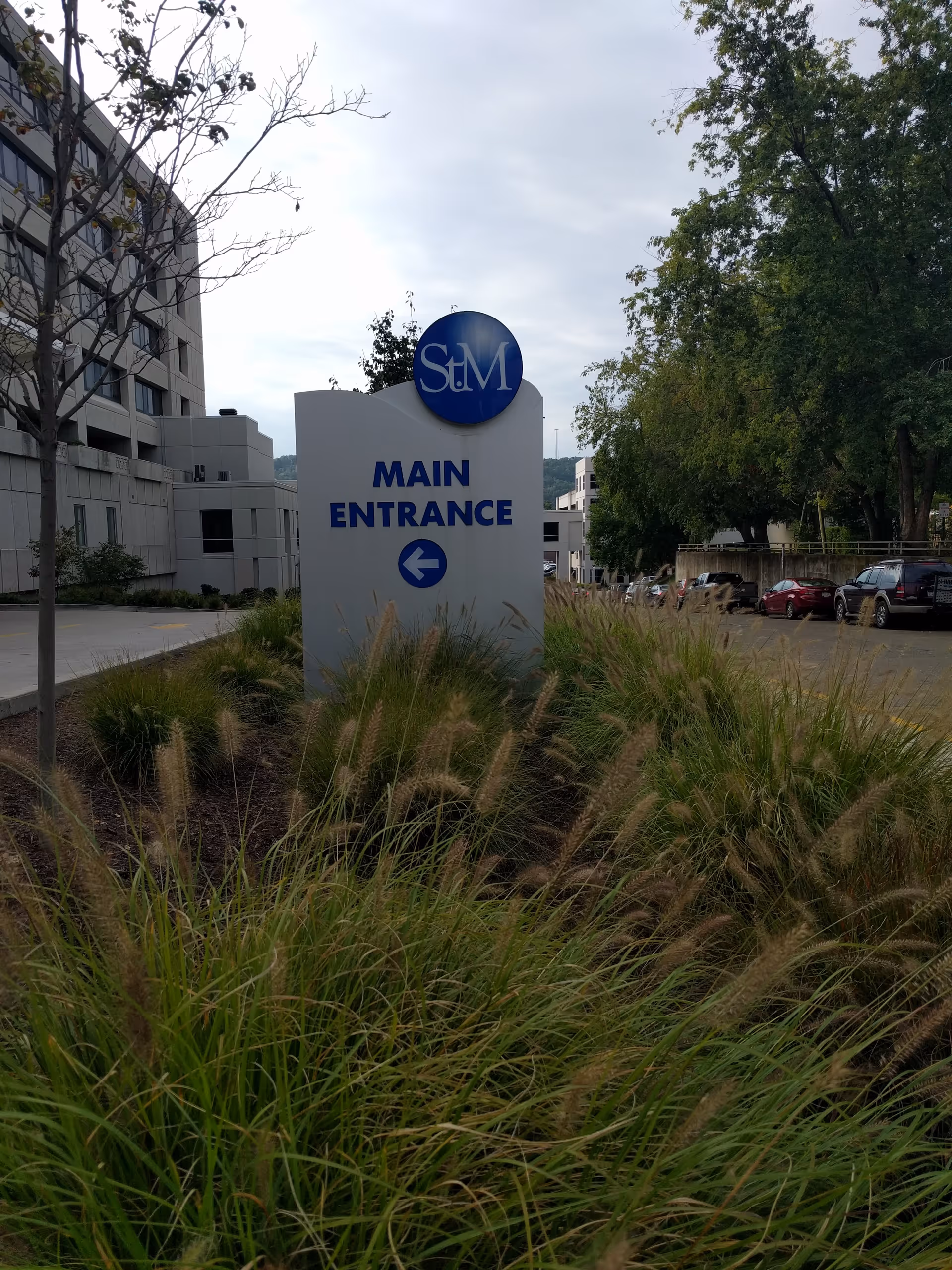 Exterior view of St. Mary's Medical Center with a main entrance sign.