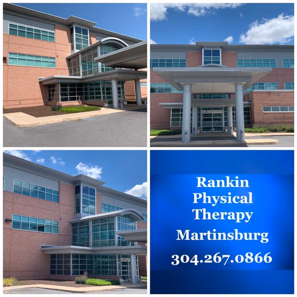 A collage shows a brick medical building exterior and a blue Rankin sign.