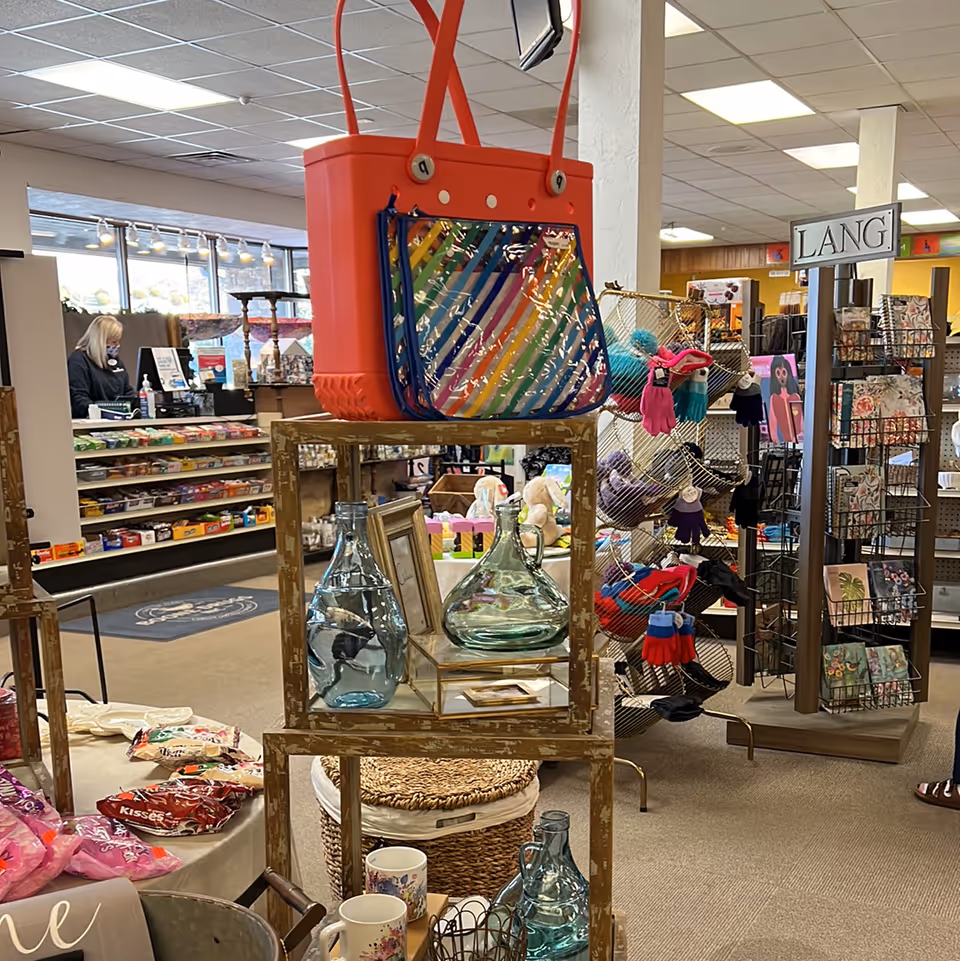 Inside Boone Drug & Healthcare at Deefield's retail area with merchandise on shelves.