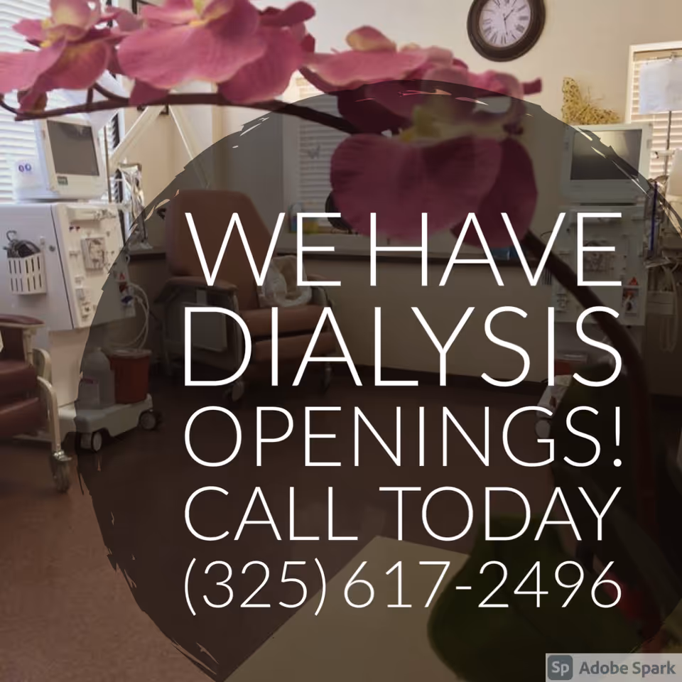 Interior of a dialysis treatment room with machines, chairs, and medical equipment.