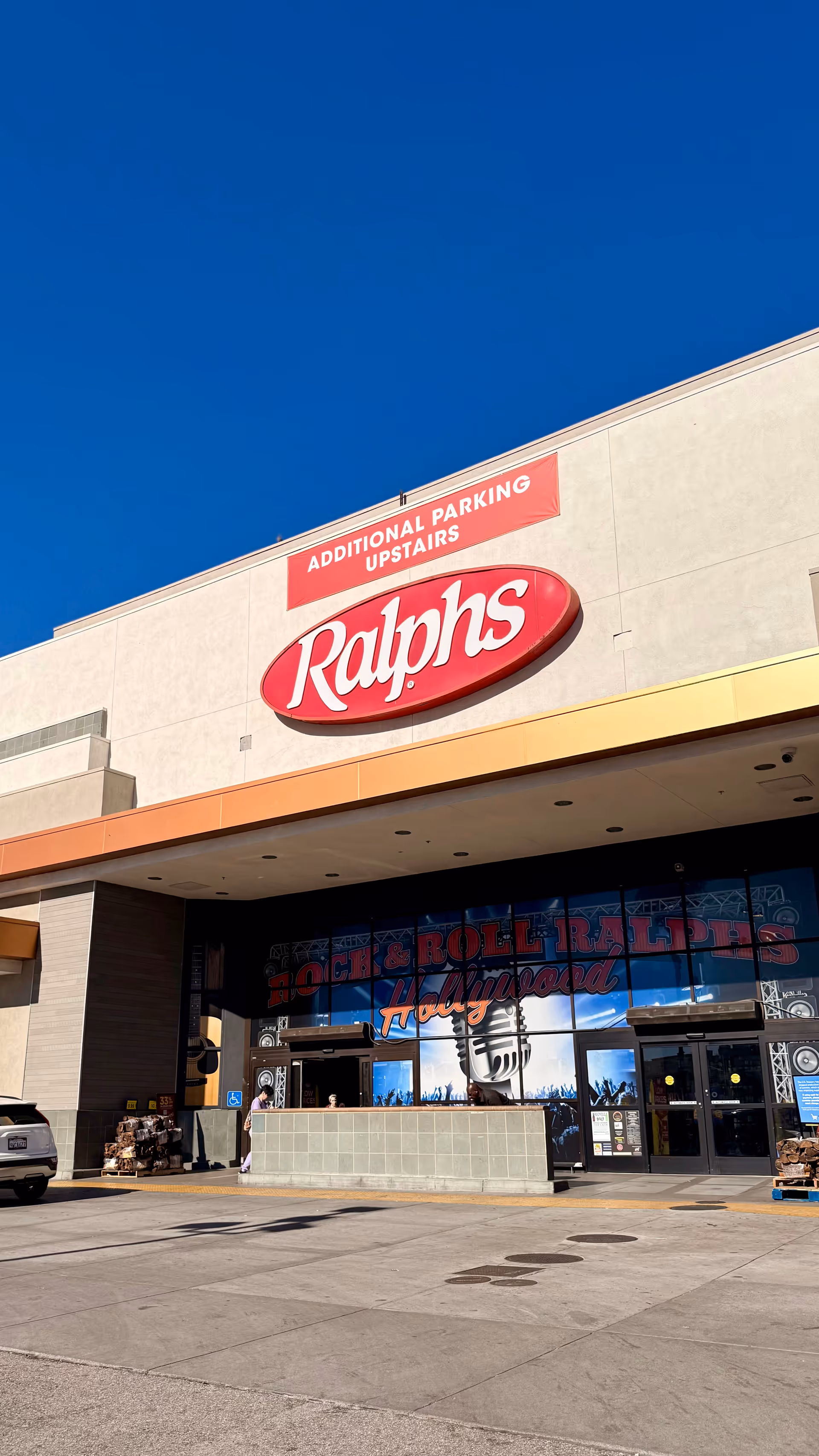 Exterior view of a Ralphs Pharmacy storefront with a large sign.
