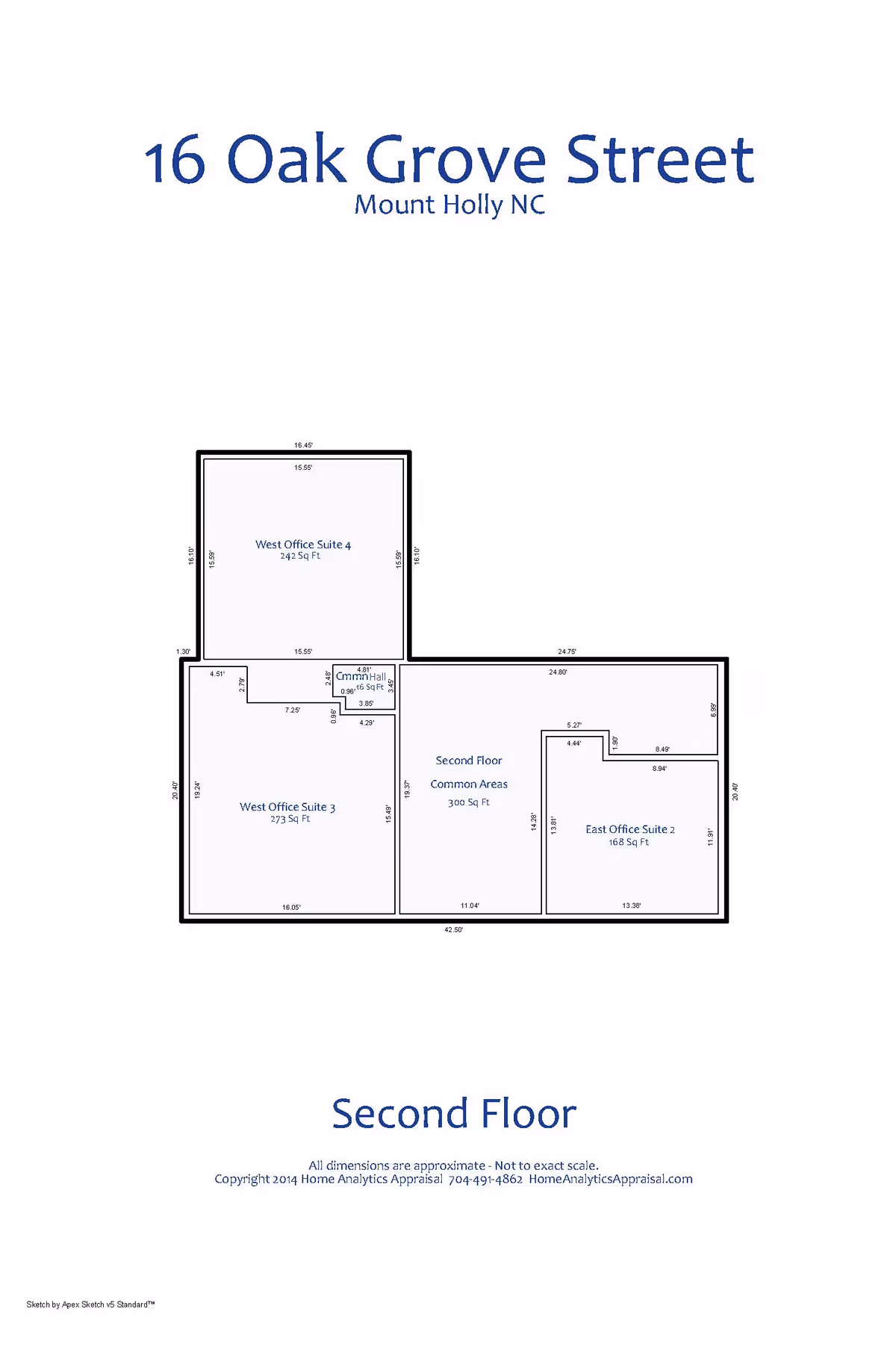 This image shows a second floor office suites floor plan with labeled rooms.