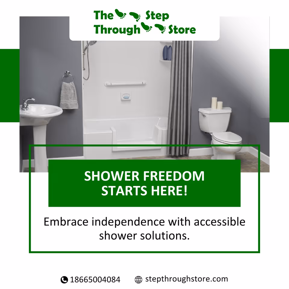 Accessible bathroom with sink, shower, curtain, and toilet visible.
