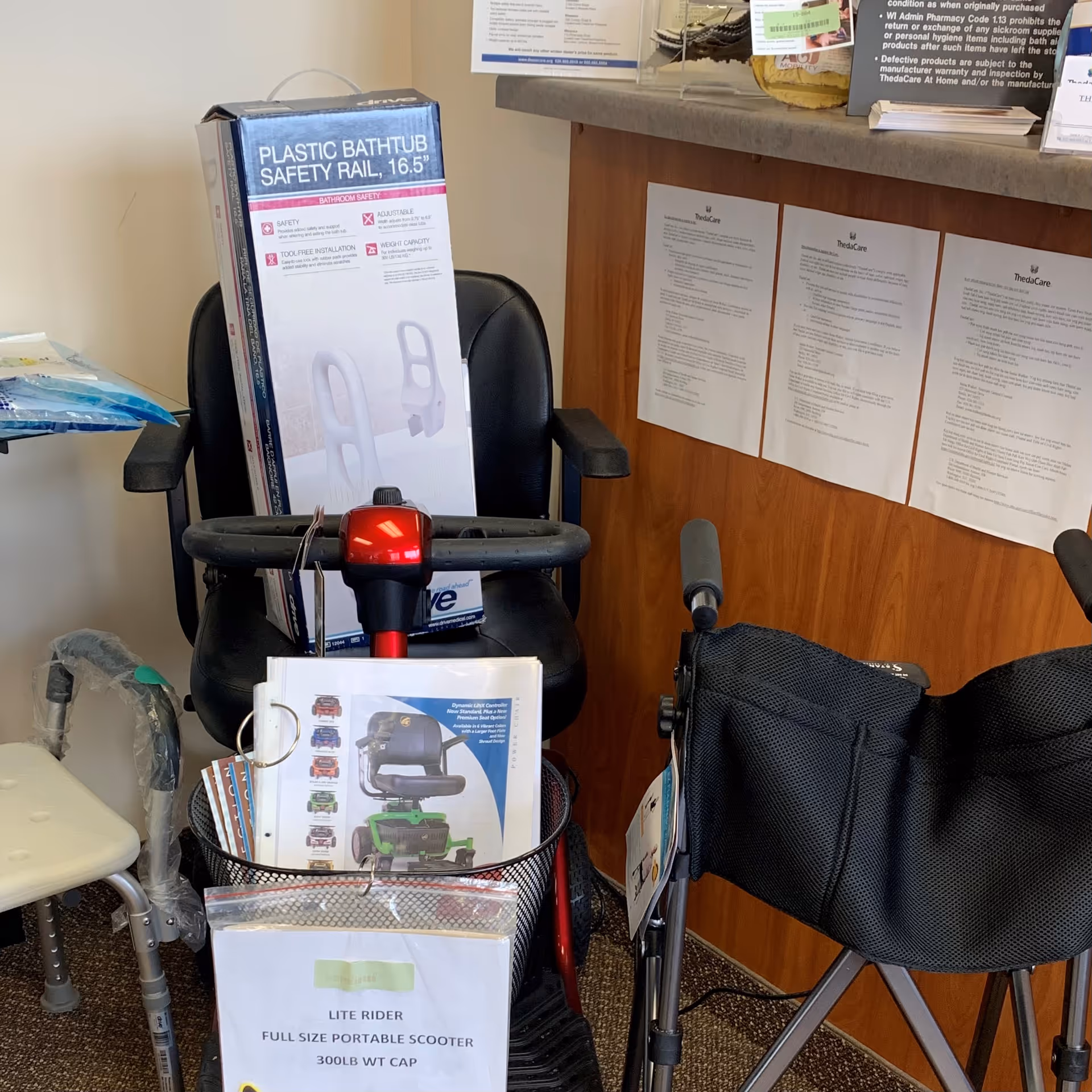Interior scene at ThedaCare At Home-New London with medical equipment and chairs