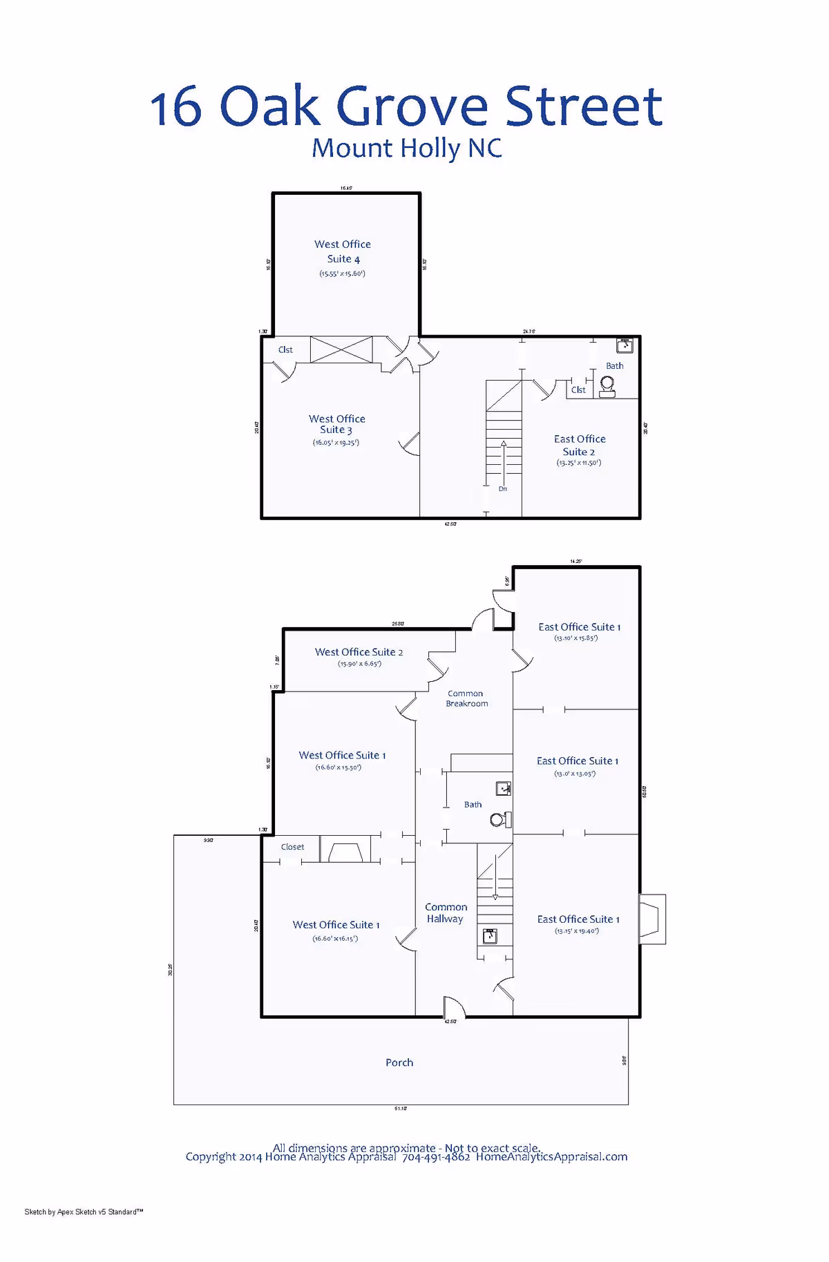 Floor plan layout of The Historic Holly House Office Suites showing multiple offices.