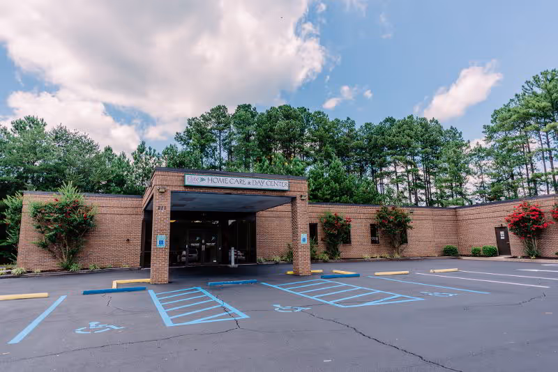 Exterior view of Elite Home Care and Day Centers entrance with handicap parking.